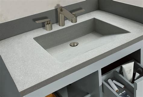 Quartz ramp sink  Including an elongated comfortThe sink features an 18" ramp-shaped inner basin that accommodates one single-hole faucet