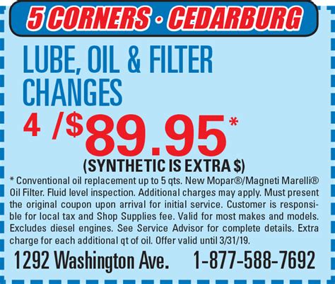 Quick oil change cedarburg wi  262-377-2140