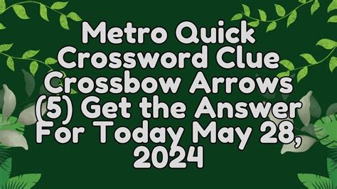 Quiver of arrows crossword clue  Enter the length or pattern for better results