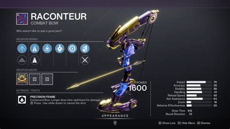 Raconteur god roll  Completing a Playlist version of a battleground, launched via the HELM, also allows you to use Defiant Keys