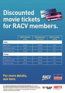 Racv movie tickets prices <i> Ross Street, Benowa, Benowa, Gold Coast, Australia, 4217 - See map</i>