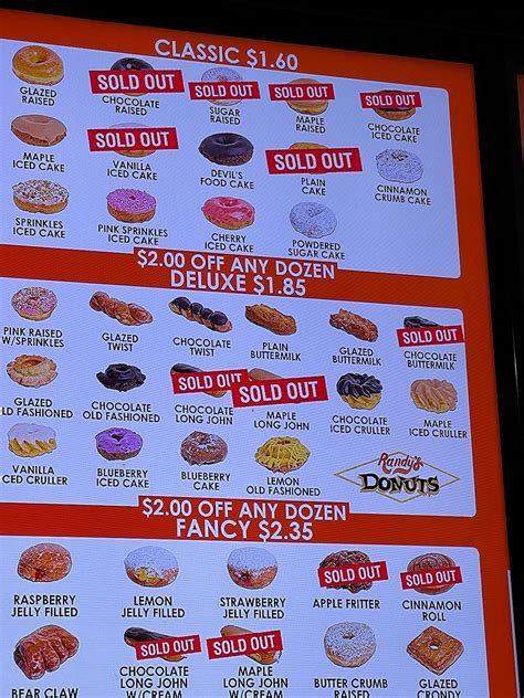 Randy's donuts menu  And we know there’s always room for more donuts