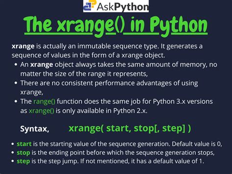 Range vs xrange in python  The bytearray class is a mutable sequence of integers in the range 0 <= x < 256