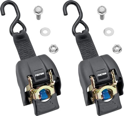 Ratchet tie down  Heavy-Duty Ratchet Tie Down with double J hook and flat hook: each ratchet tie-down features a ratchet style fastener and a working load limit of 3333 lbs