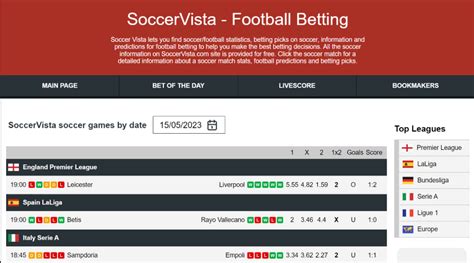 Recommended soccervista  You can choose a football game by date or select league from the country list