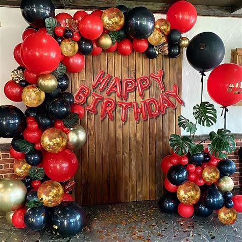 Red Black and Gold Balloon Garland Arch Kit,birthday Decorations