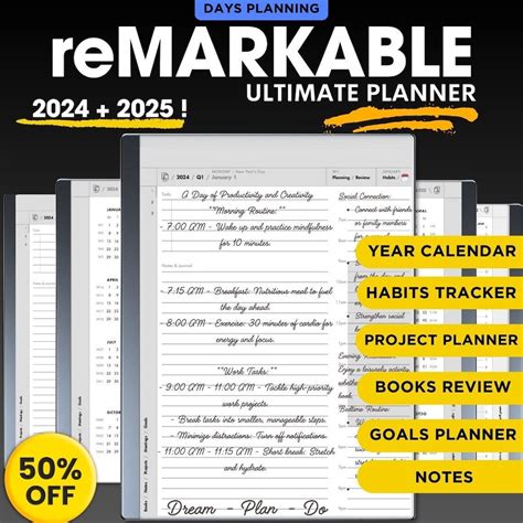 2024 Remarkable and Digital Planner Digital Printable Customizable and