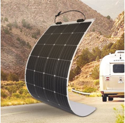 Renogy 160w flexible solar panel  Perfect for marine use or placement on top of a van or vehicle with an IP68 rated waterproof junction box and IP67 rated solar connectors, the Renogy 100W Lightweight Solar Panel is ultra-thin and capable of flexing up to 248 degrees