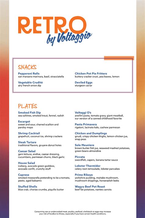 Retro by voltaggio menu prices  Cuisines