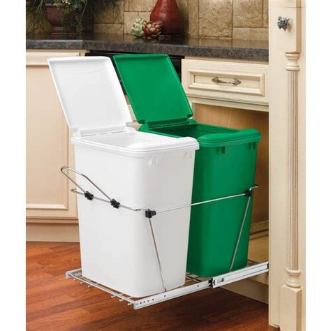 Rev-A-Shelf Polymer Replacement 35qt Waste/Trash Container, Standard, Champagne