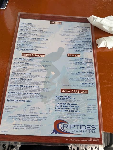 Riptides menu  Location