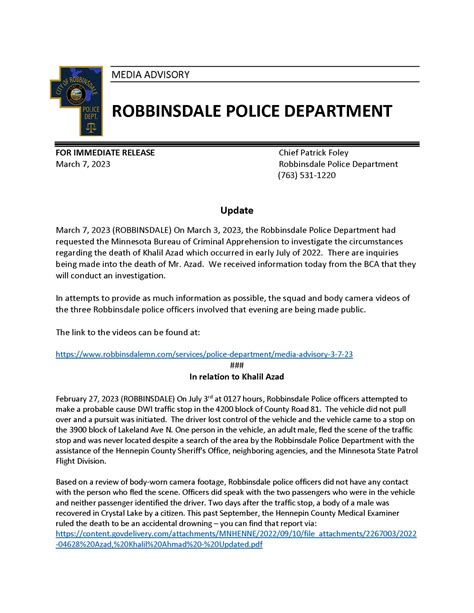Robbinsdale police department reviews  The teen died in the hospital and never regained consciousness, a release from the department said