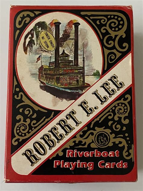 Robert e lee riverboat playing cards  Lee Riverboat Playing Cards in Metal Tin Double Deck 1980 Albert E