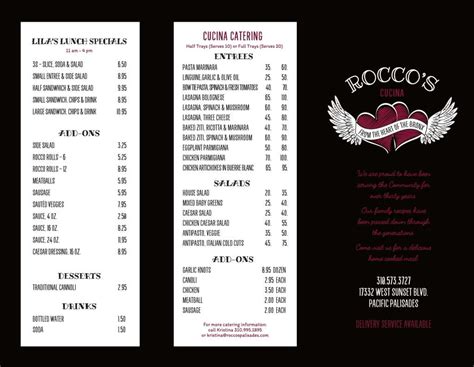 Roccos aliante menu  Make it a Double for 3