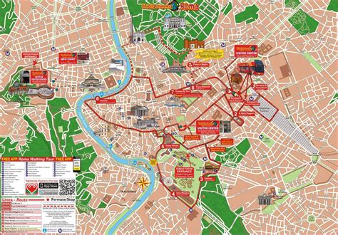 Rome hop on hop off bus route map 110  Adult US$85