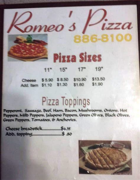 Romeo's pizza franklin square menu 00