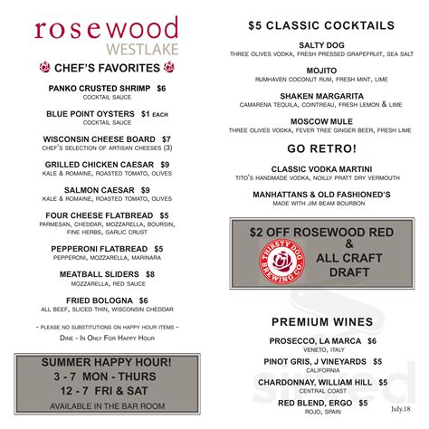 Rosewood grill menu 