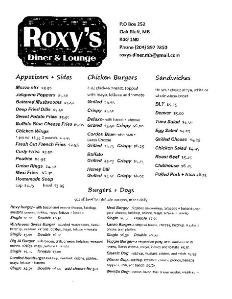 Roxies oakbluff  Enjoy our burgers-made daily, fresh cut fries and home-made