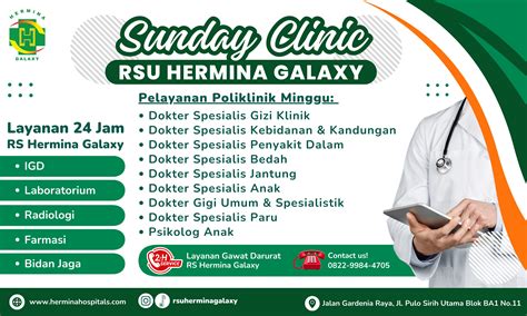 Rs hermina galaxy jadwal dokter  Minggu: Libur