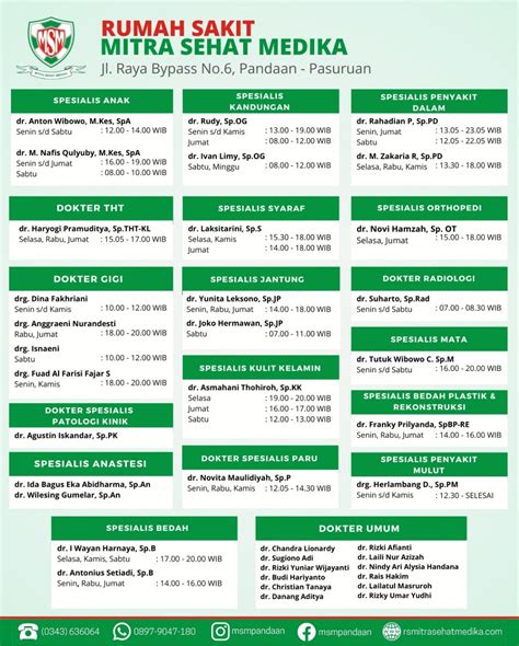 Rs kambang jadwal dokter  Nama Dokter Poli / Spesialis Senin Selasa Rabu Kamis Jumat Sabtu; dr