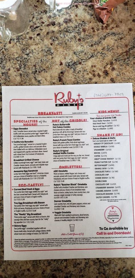 Ruby’s diner benton menu  Order