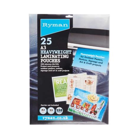 Ryman laminating pouches  These 250-micron sheets protect and preserve business cards, giving a