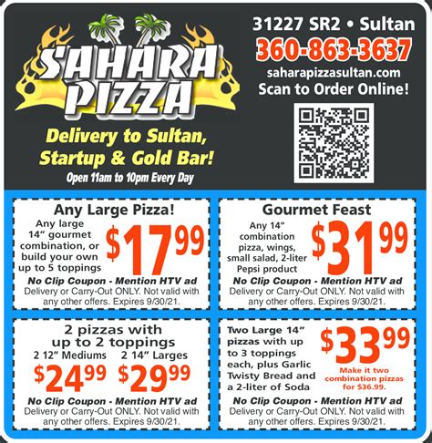 Sahara pizza coupon codes 99 Sales tax not