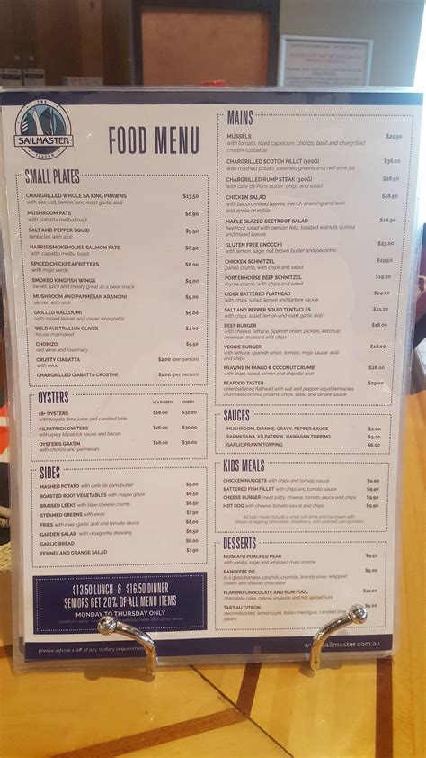 Sailmaster tavern menu prices com Find jobsMenu