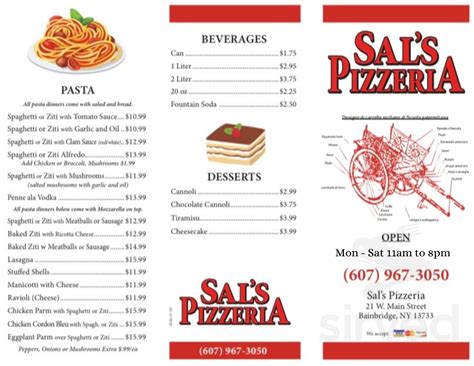 Sal's pizzeria of bainbridge menu  Select a Rating! View Menus