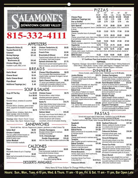 Salamone's menu  View Full Report