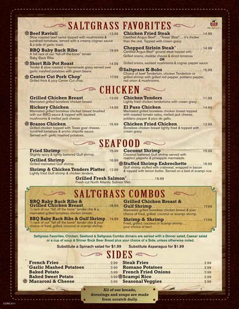 Saltgrass menu mcallen tx  Saltgrass Steak House