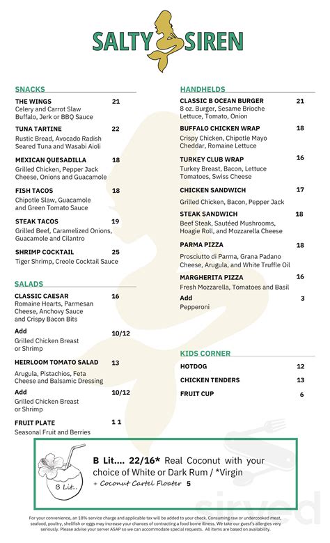 Salty siren menu  The Nautical Nuances: Utilize the rich vocabulary of the marine world