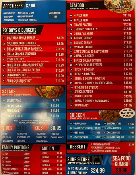 Sam's southern eatery (russellville) menu  18 reviews