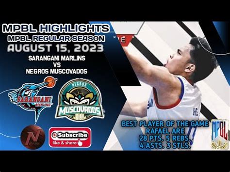 Sarangani marlins vs negros muscovados  MPBL; Sarangani Marlins - Imus SV Squad 21 Aug 2023 87:90 Philippines