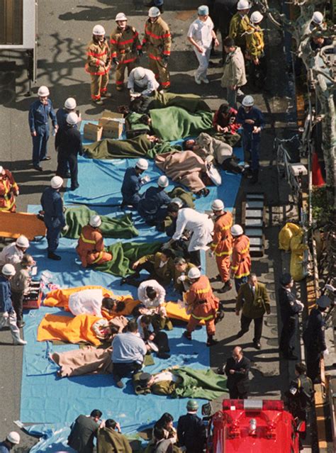 Sarin gas cult member killed while being escorted  On March 22, 1995, sarin, a lethal nerve gas invented gas invented by the Nazis during World War II, was released by members of the Aum Shinrokyo cult on three Tokyo subway trains during the morning rush hour