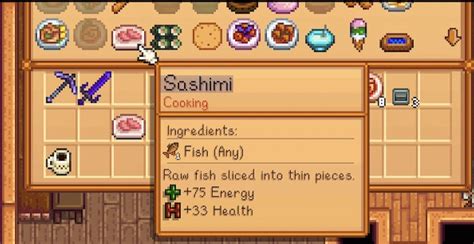 Sashimi recipe stardew  I just got him to that yesterday, and got some maill from him today