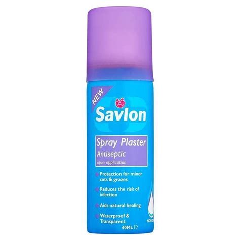 Savlon spray plaster discontinued  Pain relieving benzocaine works to stop pain on contact in minor scrapes, cuts & burns