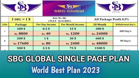 Sbg global plan SBG Global Summary
