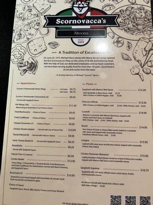 Scornovacca's altoona menu Order online from Scornovacca's Waukee, including Lunch Specials, Appetizers, Pasta