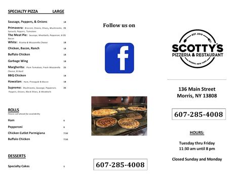 Scotty’s pizzeria and restaurant morris menu 