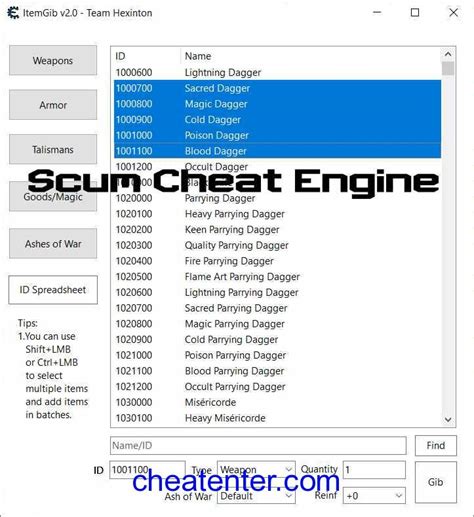 Scum cheat engine table  Click the "Copy Spawn Command" button to instantly copy the #SpawnItem cheat to your clipboard
