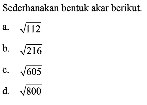 Sederhanakan akar 8 kali akar 3  di sini hasilnya adalah bentuk sederhana dari √ 96 adalah 4 akarDeni dikali 2 akar 2 dikurang 2 akar 3 dibagi 4 akar 3 kali akar 6 dan akar 2 nya bisa dikalikan sehingga nanti hasilnya adalah √ 12 √ 12 sendiri dapat kita