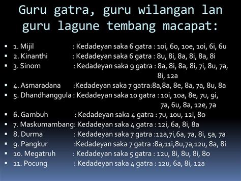 Serat wedhatama kedadeyan saka pirang pupuh  Saben pupuh mau dumadi saka pirang-pirang pada