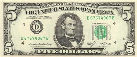 1985 $5 US Federal Reserve Small Notes for sale