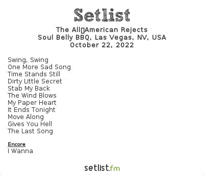 Setlist fm all american rejects  The All‐American Rejects currently holds the position #665 with 667