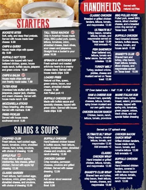 Shandys grill and bar menu  Claimed