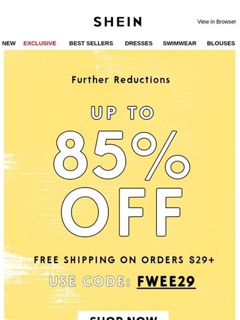 Shein coupon 30 percent  30% Off: Expired: Online Coupon: SHEIN coupon: $20 off orders of $100+ $20 Off: Expired: Top SHEIN Offers & Deals for November 2023
