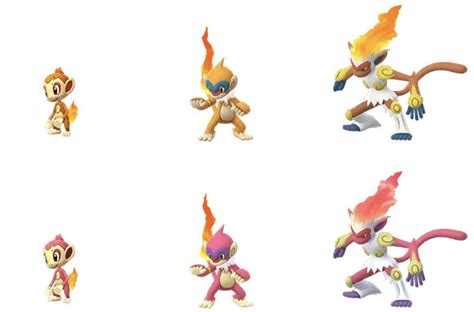 Shiny chimchar line  This shiny color change sticks with each member of the Chimchar line, and it is just as effective with all of them