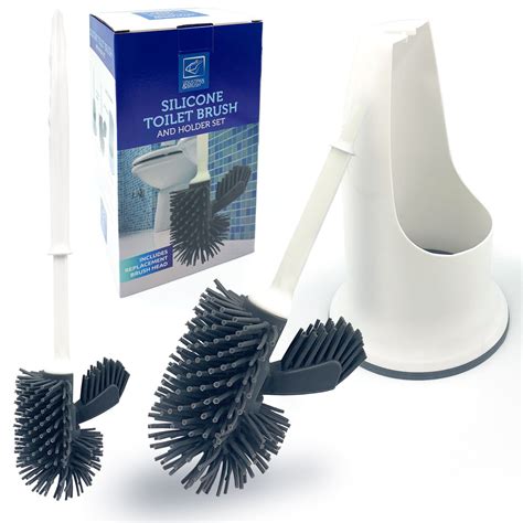 Flexer Silicone Toilet Brush and Holder Set for Bathroom, Deep Cleaning  Toilet Scrubber Toilet Cleaning System, Wall Mounted Toilet Wand No-Slip  Long