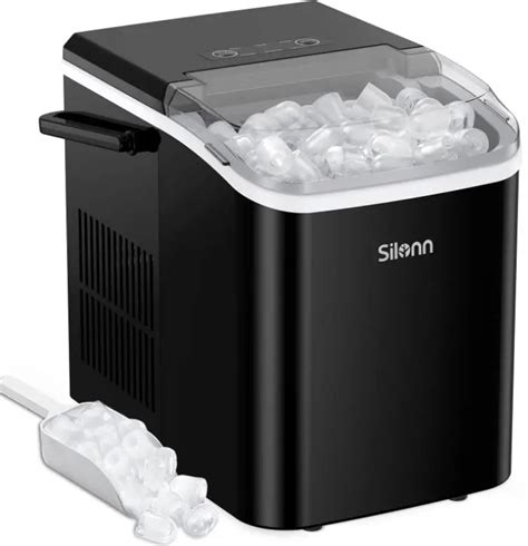 Nugget Ice Maker Countertop - Silonn Pebble Ice Maker Machine with  Self-Cleaning Function, 33lbs/24H, Ice Makers for Home/Kitchen/Office, Green